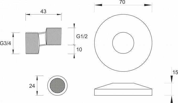 Ekscentar MINOTTI 4,3cm rozetna i gumica sa mrežicom komad