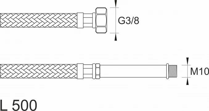 Brinoks crijevo SBA baterijsko F3/8''x M10  500 sa produžetkom od 70mm