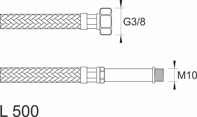 Brinoks crijevo SBA baterijsko F3/8''x M10  500 sa produžetkom od 50mm