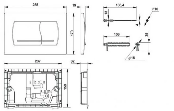 Taster Roca DUAL PLATE 52 bijeli