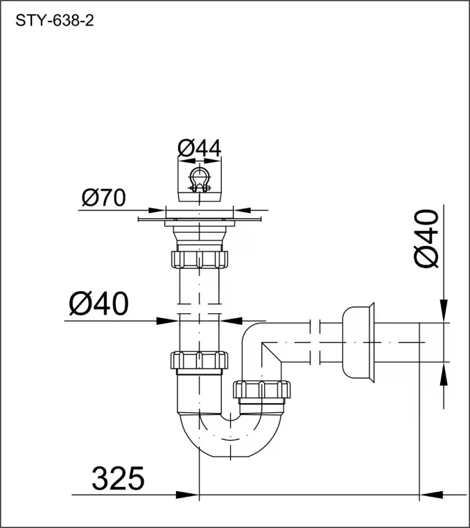 Sifon za sudoperu STYRON sa piletom Ø70mm Ø40