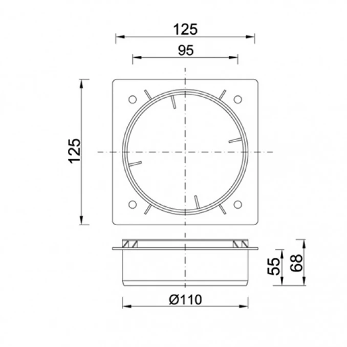 Spojnica STYRON donja za garazni slivnik fi110