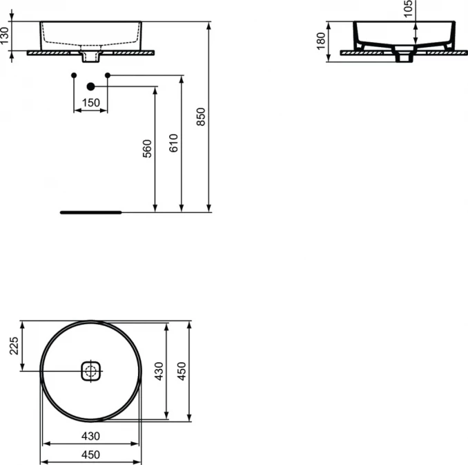 Lavabo nadgradni IDEAL STANDARD STRADA II fi 45