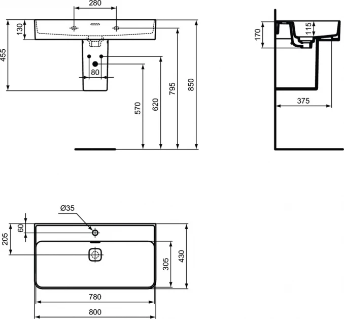 Lavabo IDEAL STANDARD STRADA II 60x43