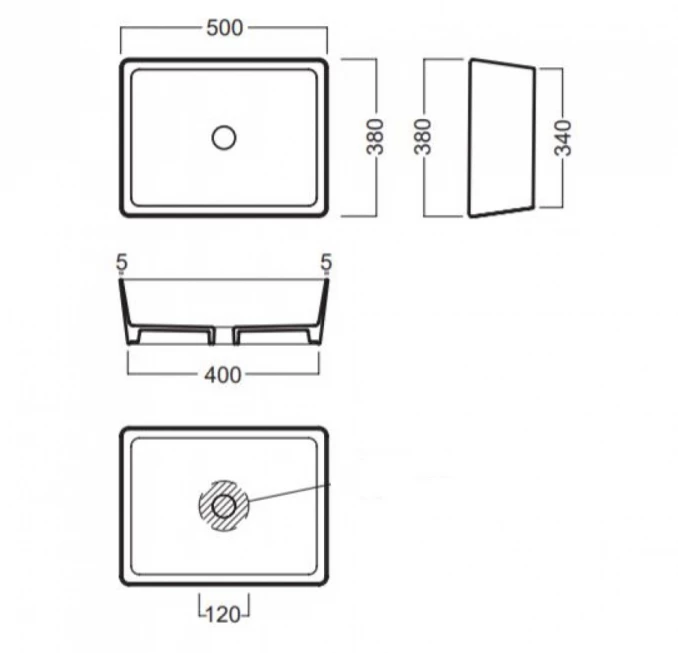 Lavabo nadgradni HATRIA HAPPYHOUR SLIM 11:00 500x380x155mm mat white