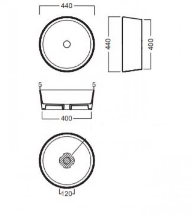 Lavabo nadgradni HATRIA HAPPYHOUR SLIM 07:00 fi440x155mm