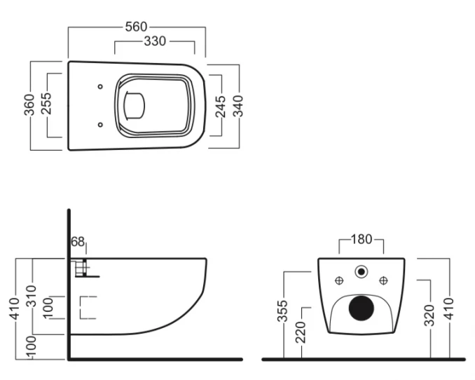 Konzolna šolja HATRIA NEXT mat white rimless