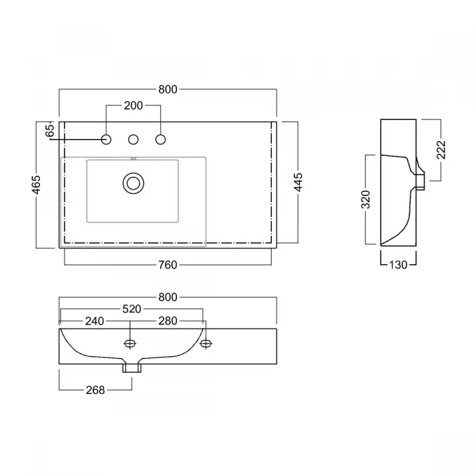 Lavabo HATRIA BAHIA_13 D800X465