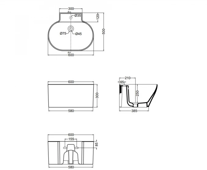 Lavabo COLAVENE TINA siena mat 60x50x30