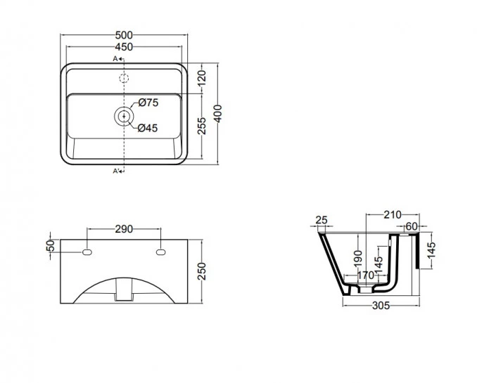 Lavabo COLAVENE WYNN bijela mat 50x40x25