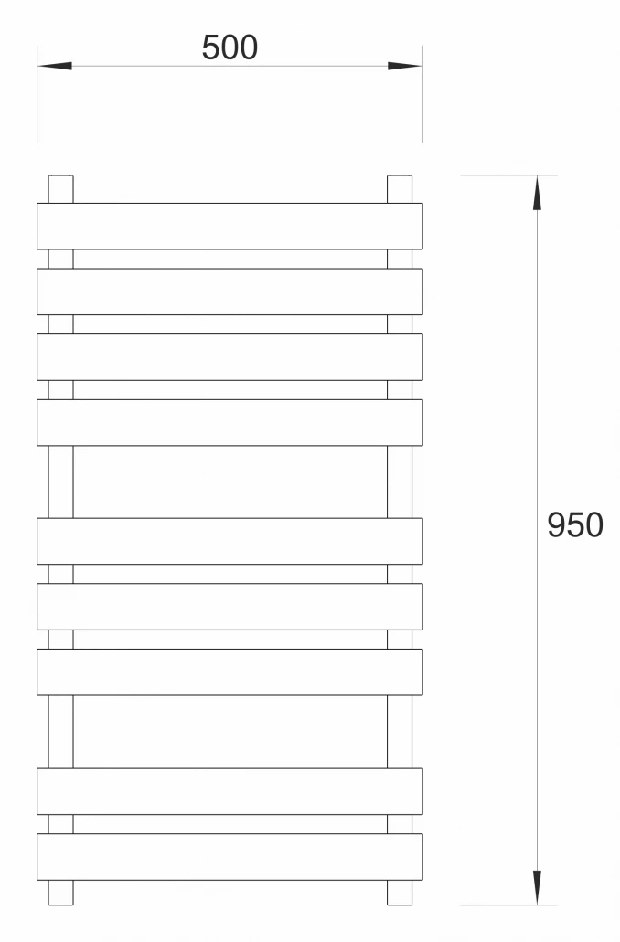 Sušač WARME ODER 500x950 hrom