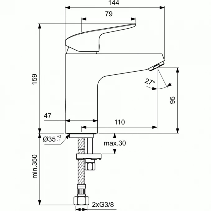 Set baterija IS CERAFLEX za lavabo i kadu sa tuš ručicom i tuš crijevom