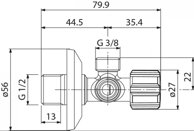 Ek ventil ALBERTONI dupli 1/2x3/8x3/8