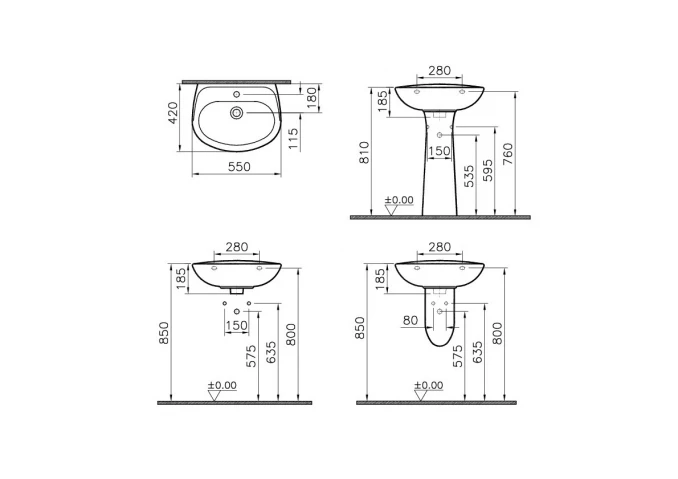 Lavabo VITRA NORMUS 55cm