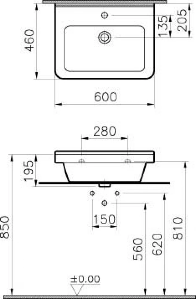 Lavabo VITRA S50 60x46cm