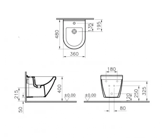 Konzolni bide VITRA S50 compact