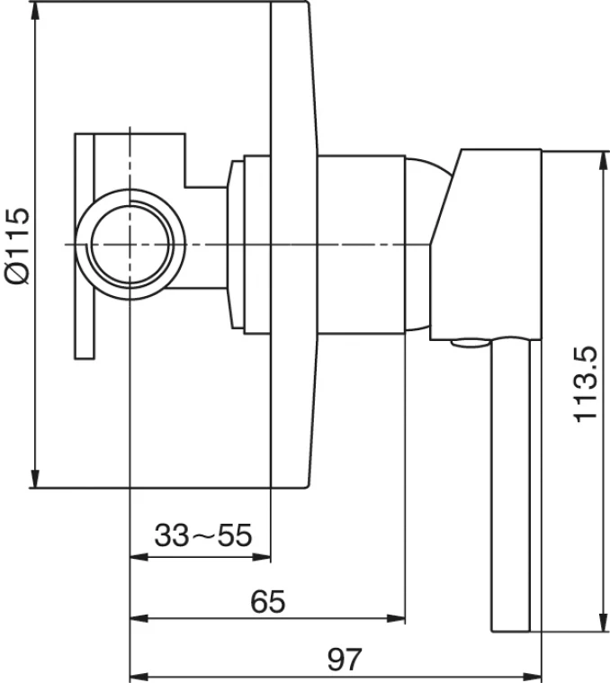 Ugradna baterija za lavabo MINOTTI TUBO sa izlivom 210mm