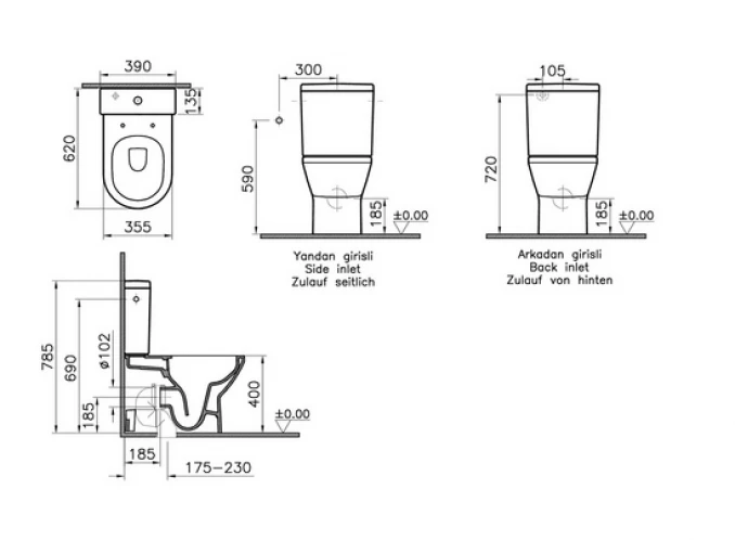 Monoblok VITRA INTEGRA RIM-EX sa duroplast WC daskom