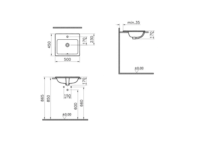 Lavabo ugradni VITRA S20 50x45cm