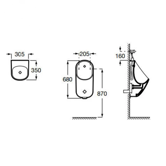 Pisoar ROCA PROTON rimless- spoljni dovod