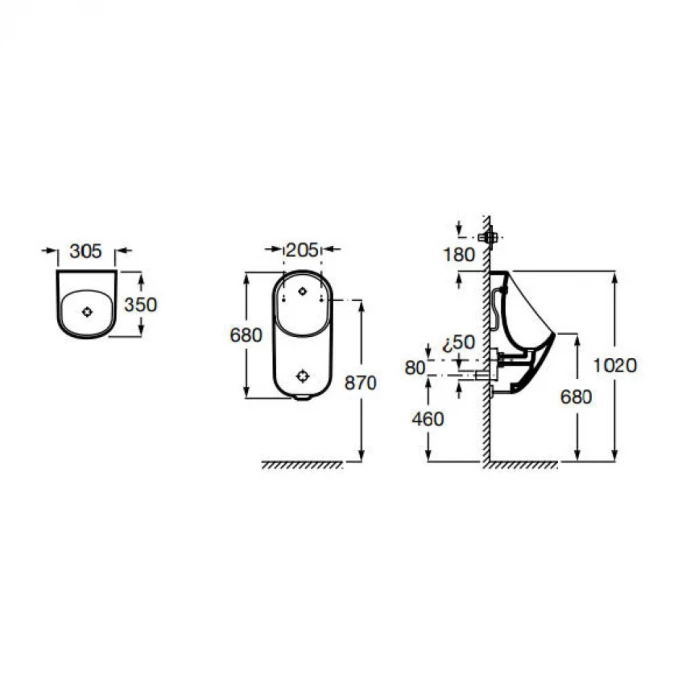 Pisoar ROCA PROTON rimless- skriveni dovod