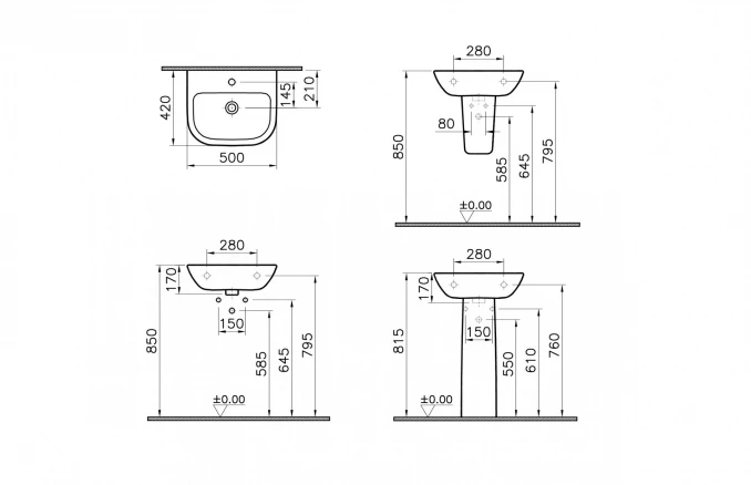 Lavabo VITRA S20 50x42cm