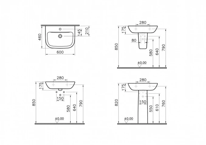 Lavabo VITRA S20 60x46cm