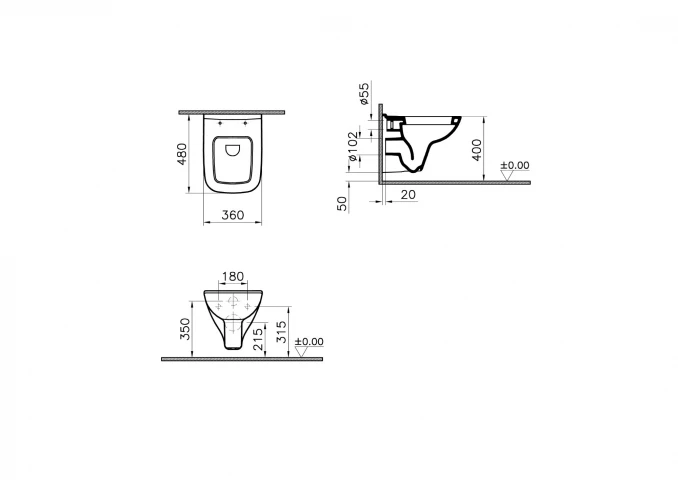 Konzolna šolja VITRA S20 48cm compact