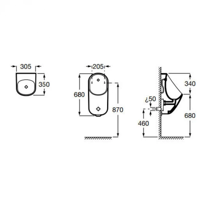 Pisoar ROCA PROTON rimless elktronski senzor- mrežno napajanje