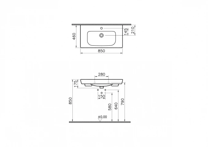 Lavabo VITRA S20 85x46cm vanity