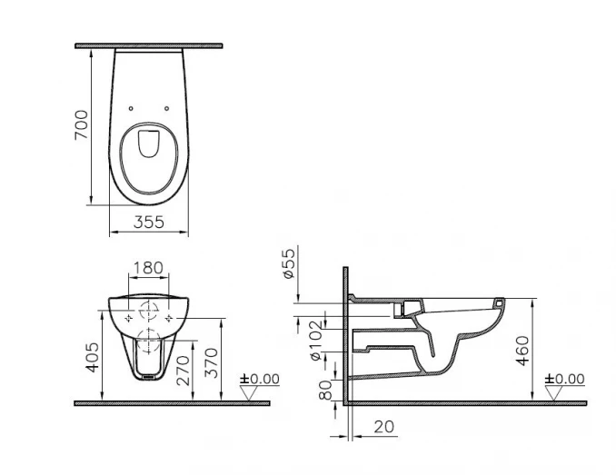 Konzolna šolja VITRA 70cm za posebne potrebe