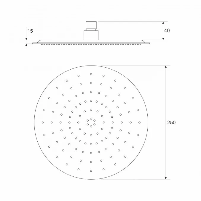 Ruža tuša COPEN fi250mm ABS brušeno zlato