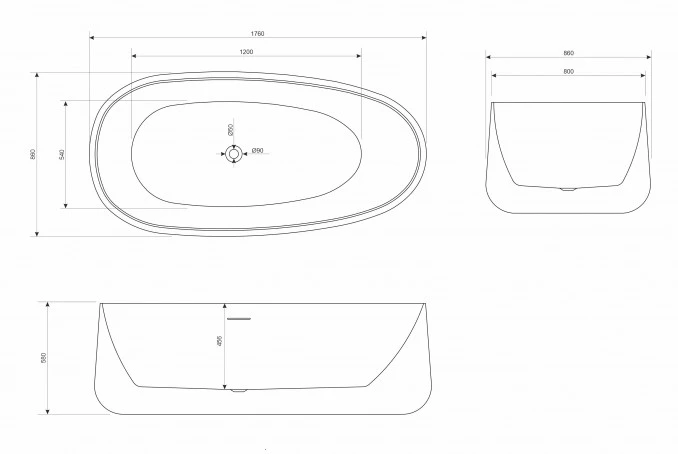 Kada samostojeća COPEN MAE 1760x860x580mm mat bijela