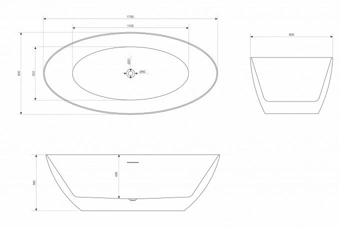 Kada samostojeća COPEN RITA 1700x800x580mm sjajna bijela