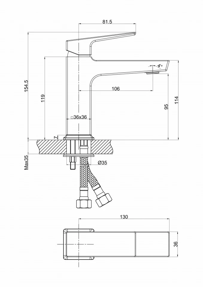 Baterija za lavabo MINOTTI QUADRA NEW