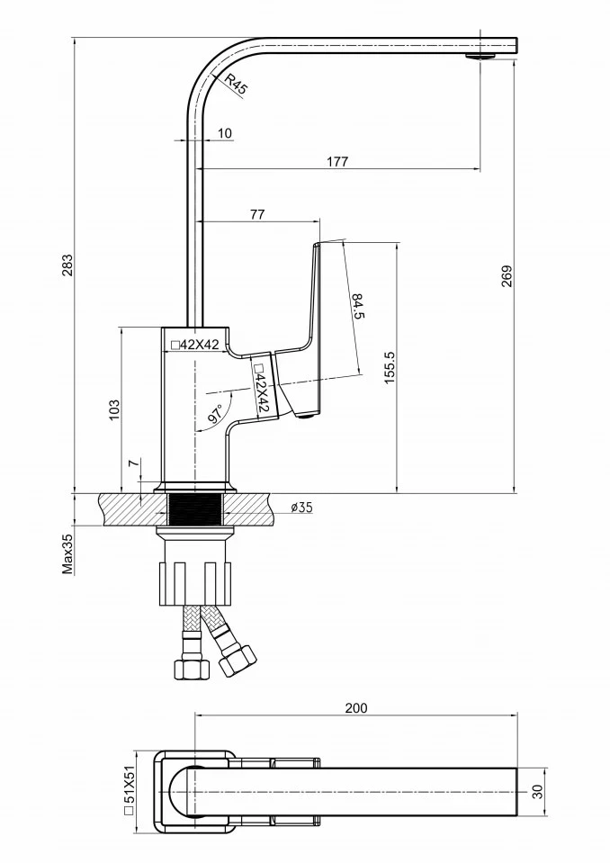 Baterija za sudoperu MINOTTI QUADRA NEW mat crna