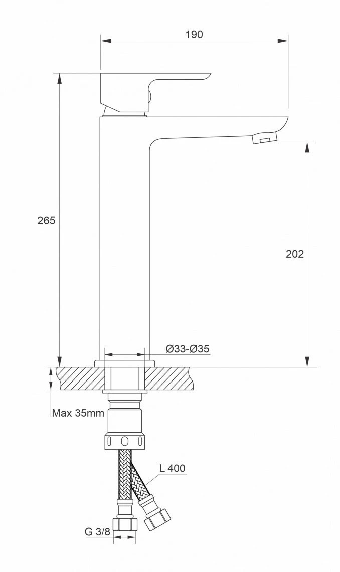 Baterija za lavabo MINOTTI STELA visoka