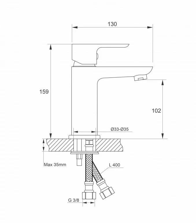 Baterija za lavabo MINOTTI STELA mat crna