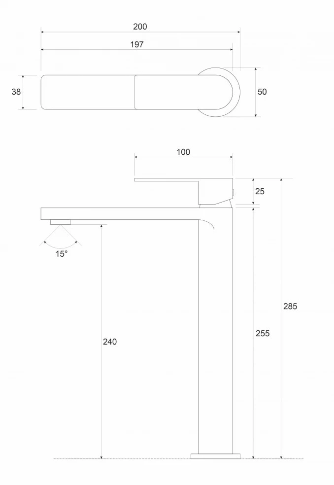 Baterija za lavabo visoka COPEN NOOK mat crna