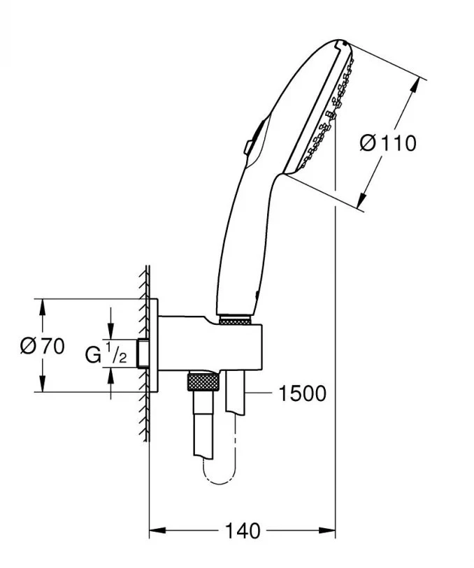 Tuš set sa držačem GROHE TEMPESTA 110 2F matte black