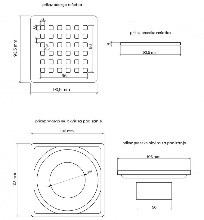 Slivnik horizontalni REVESTECH SUMI BASIC fi50 10.3x10.3. set sa 3m2 membrane