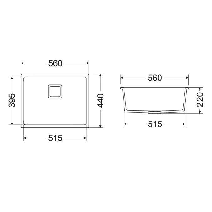 Granitna sudopera MILO QUBUS 56x44 Pure sand sa sifonom