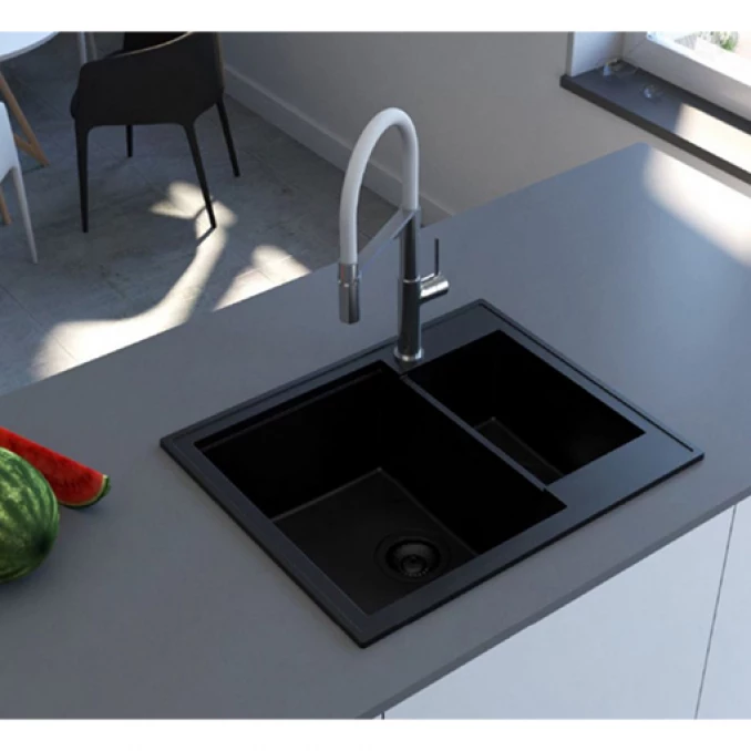 Granitna sudopera MILO RETTO 61x50 Lava stone sa sifonom dupla