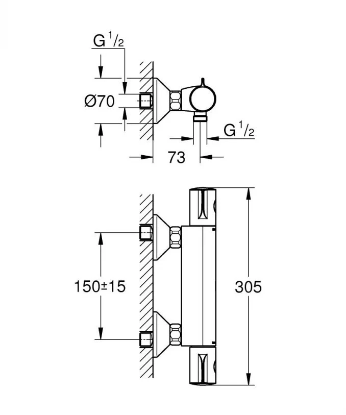 Termostatska baterija za tuš GROHE GROHTHERM 800 matte black