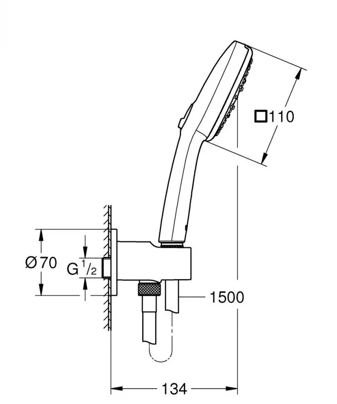 Konektor sa tuš setom GROHE TEMPESTA CUBE 110 3F