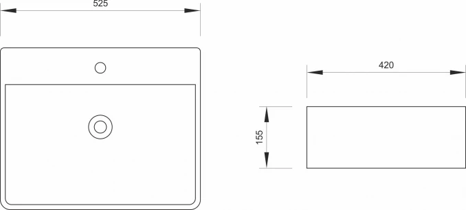 Lavabo nadgradni MINOTTI 525x420x155 sa otvorom za slavinu mat crni