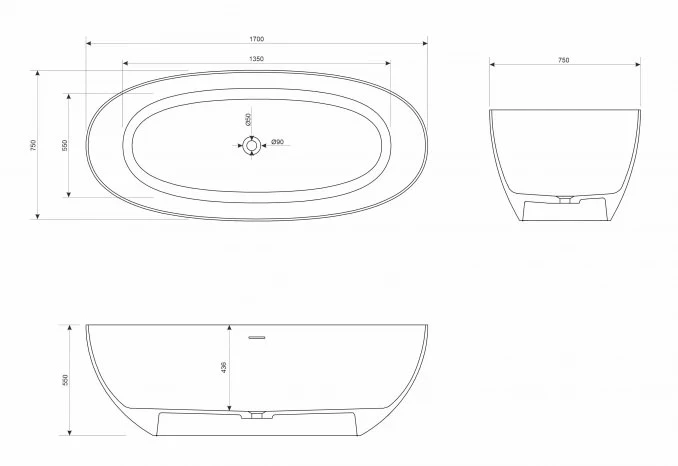 Kada samostojeća COPEN  BETTE 1700x750x550mm mat bijela