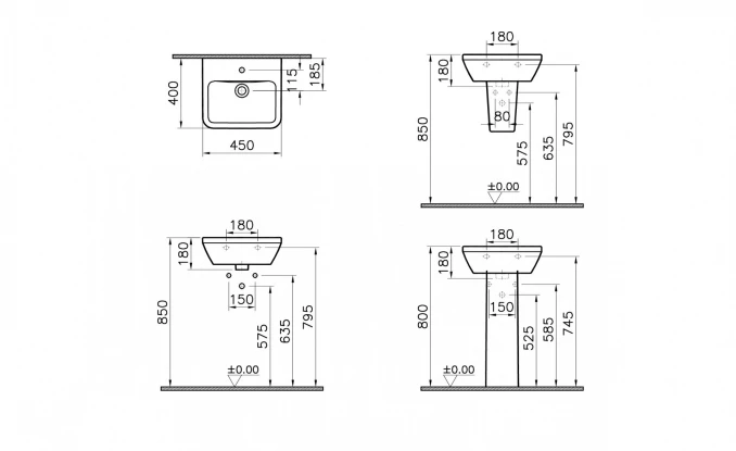 Lavabo VITRA INTEGRA 45x40cm