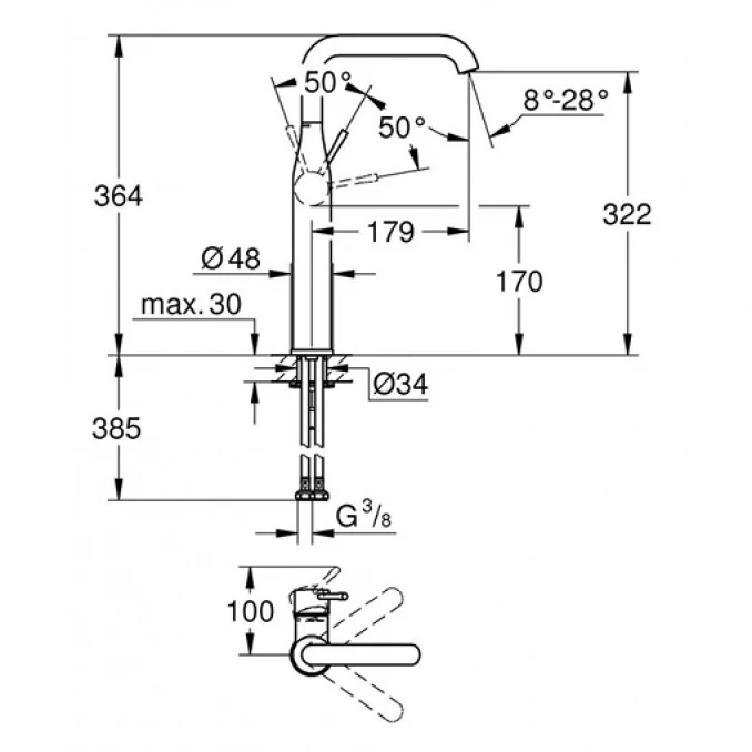 Baterija za lavabo GROHE ESSENCE XL