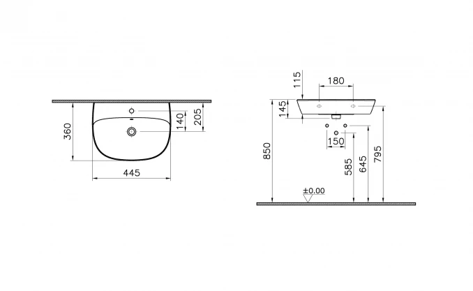 Lavabo VITRA ZENTRUM 45x36cm